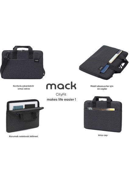 MCC-703 15.6" City Fit Notebook Çantası Siyah