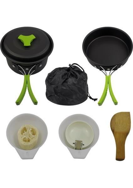 Kamp Tencere Backpacking 1-2 Kişi Yeşil Için Barbekü Meslek Kiti Sofra Takımı (Yurt Dışından)