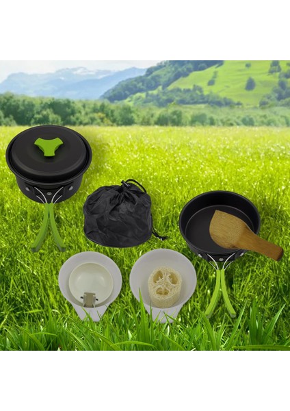 Kamp Tencere Backpacking 1-2 Kişi Yeşil Için Barbekü Meslek Kiti Sofra Takımı (Yurt Dışından) fiyatları
