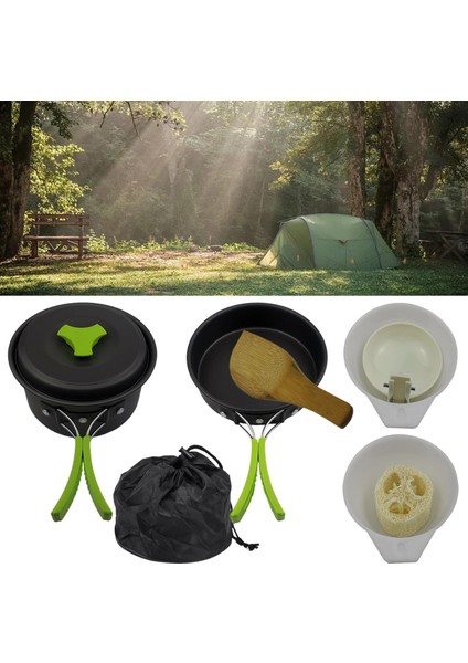 Kamp Tencere Backpacking 1-2 Kişi Yeşil Için Barbekü Meslek Kiti Sofra Takımı (Yurt Dışından) modelleri