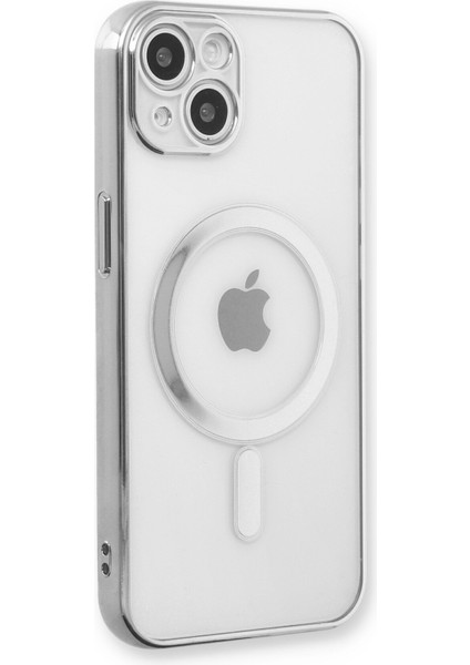 iPhone 13 Kılıf Magneticsafe Lazer Silikon - Gümüş