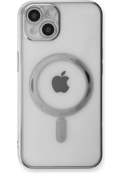 iPhone 13 Kılıf Magneticsafe Lazer Silikon - Gümüş