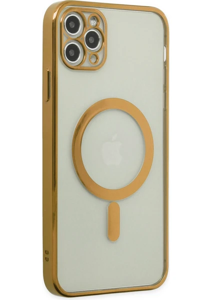 iPhone 11 Pro Kılıf Magneticsafe Lazer Silikon - Gold