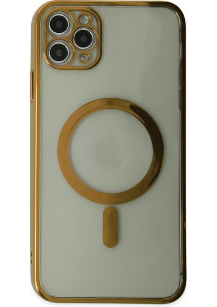 iPhone 11 Pro Kılıf Magneticsafe Lazer Silikon - Gold