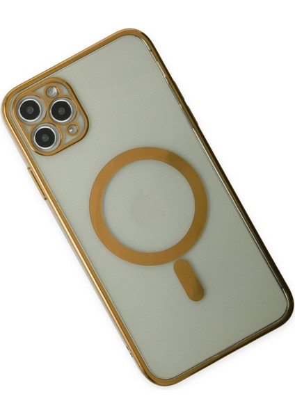 iPhone 11 Pro Kılıf Magneticsafe Lazer Silikon - Gold