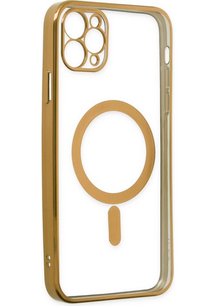 iPhone 11 Pro Kılıf Magneticsafe Lazer Silikon - Gold