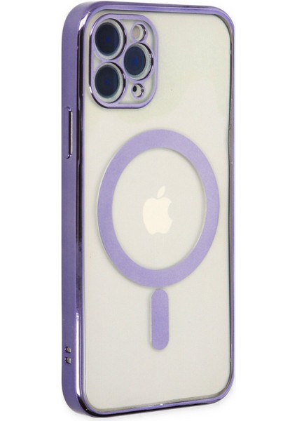 iPhone 11 Pro Max Kılıf Magneticsafe Lazer Silikon - Mor