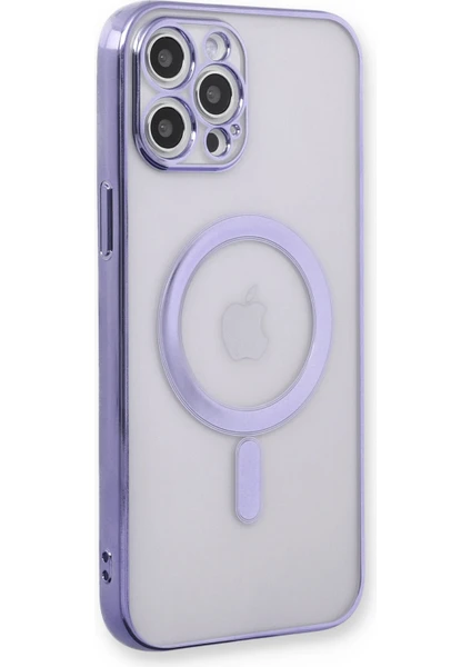 iPhone 12 Pro Kılıf Magneticsafe Lazer Silikon - Mor