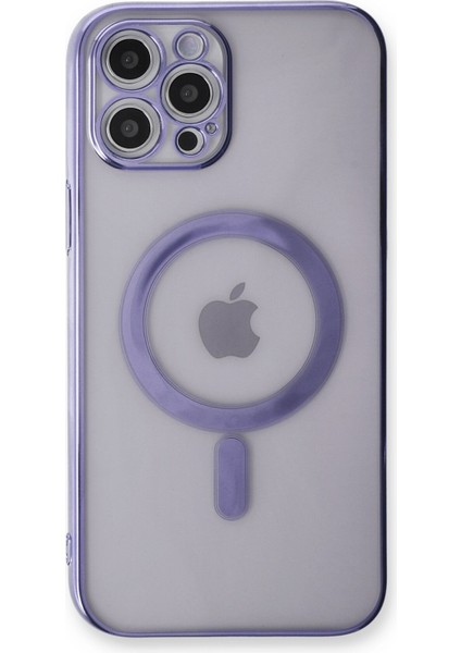 iPhone 12 Pro Kılıf Magneticsafe Lazer Silikon - Mor