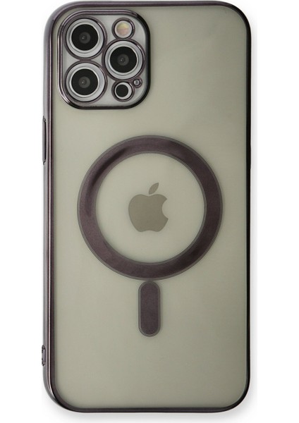 iPhone 12 Pro Kılıf Magneticsafe Lazer Silikon - Siyah