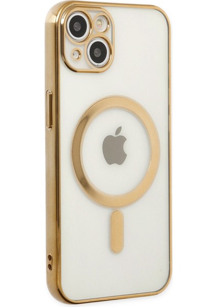 iPhone 14 Kılıf Magneticsafe Lazer Silikon - Gold