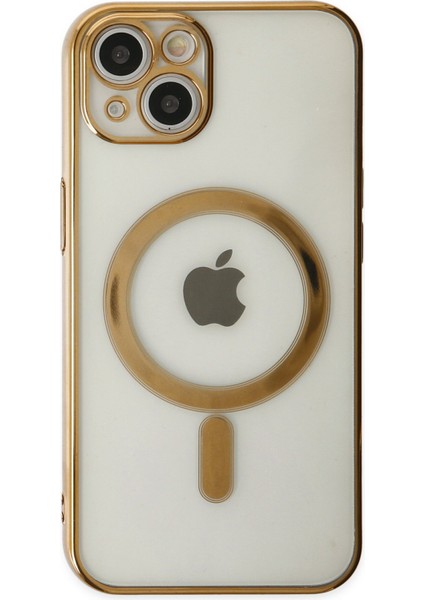 iPhone 14 Kılıf Magneticsafe Lazer Silikon - Gold