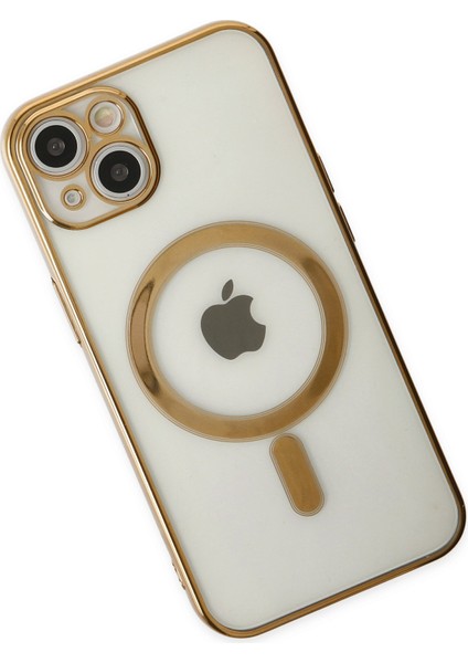 iPhone 14 Kılıf Magneticsafe Lazer Silikon - Gold