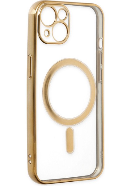 iPhone 14 Kılıf Magneticsafe Lazer Silikon - Gold