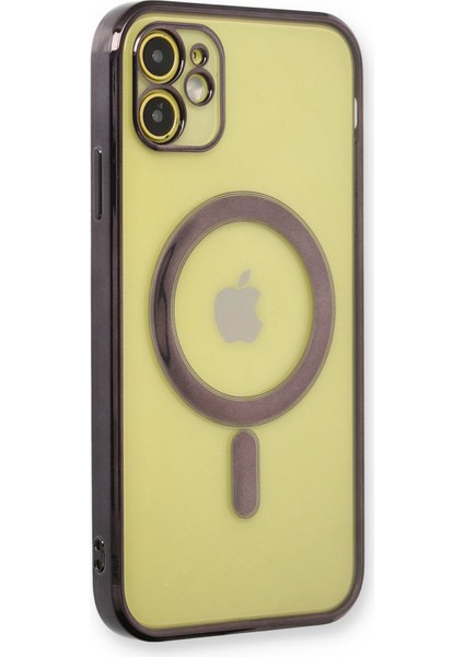 iPhone 12 Kılıf Magneticsafe Lazer Silikon - Siyah