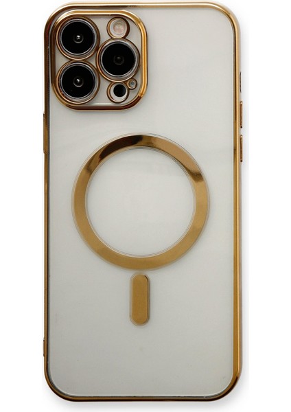 iPhone 13 Pro Kılıf Magneticsafe Lazer Silikon - Gold