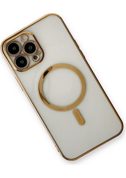 iPhone 13 Pro Kılıf Magneticsafe Lazer Silikon - Gold