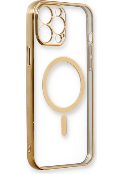 iPhone 13 Pro Kılıf Magneticsafe Lazer Silikon - Gold