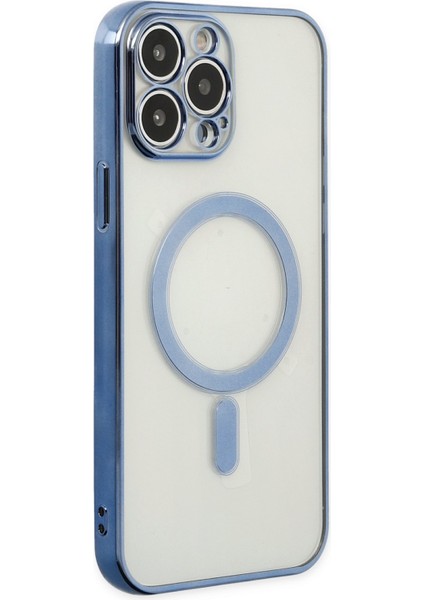 iPhone 13 Pro Max Kılıf Magneticsafe Lazer Silikon - Sierra Blue