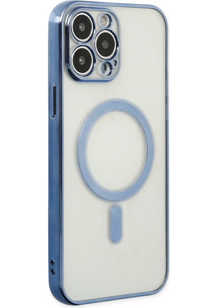 iPhone 13 Pro Max Kılıf Magneticsafe Lazer Silikon - Sierra Blue