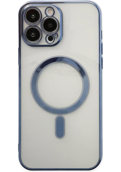 iPhone 13 Pro Max Kılıf Magneticsafe Lazer Silikon - Sierra Blue