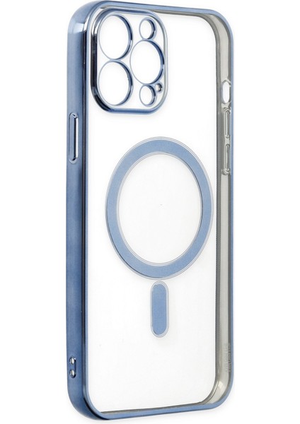 iPhone 13 Pro Max Kılıf Magneticsafe Lazer Silikon - Sierra Blue