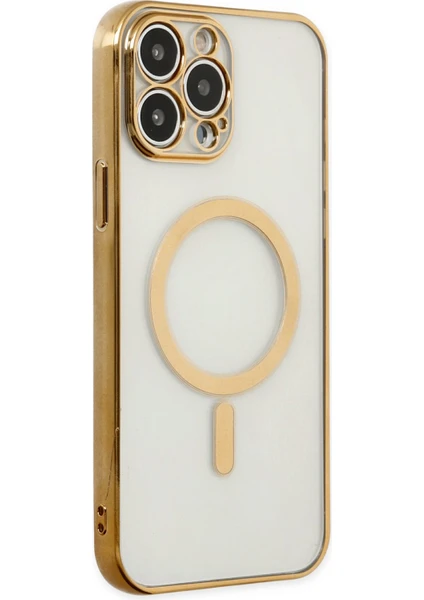 iPhone 14 Pro Max Kılıf Magneticsafe Lazer Silikon - Gold