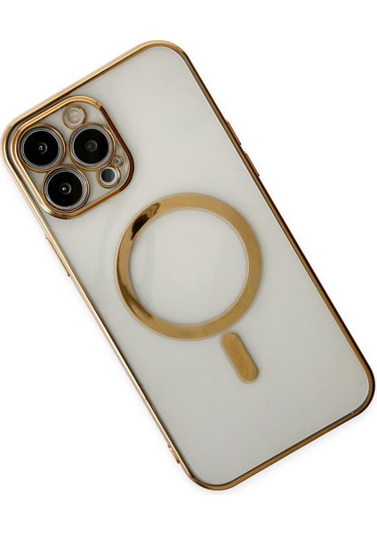 iPhone 14 Pro Max Kılıf Magneticsafe Lazer Silikon - Gold