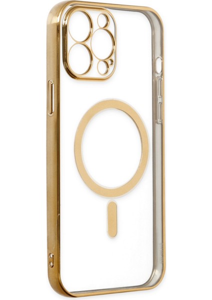 iPhone 14 Pro Max Kılıf Magneticsafe Lazer Silikon - Gold