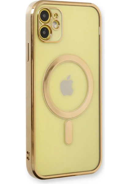 iPhone 11 Kılıf Magneticsafe Lazer Silikon - Gold