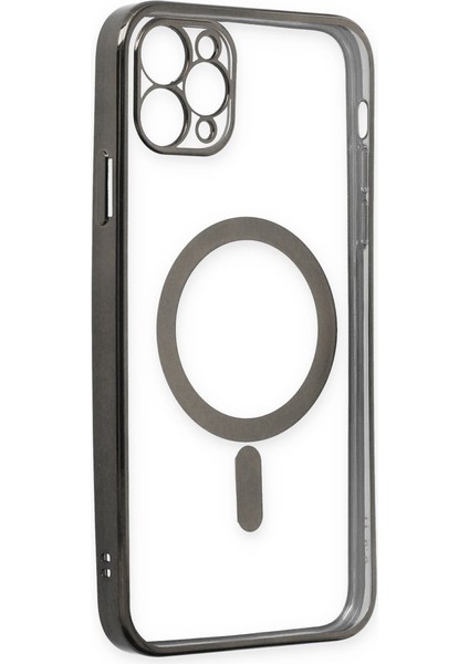 Happycase iPhone 11 Pro Max Kılıf Magneticsafe Lazer Silikon - Siyah