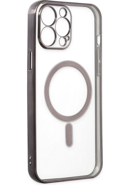 Happycase iPhone 14 Pro Max Kılıf Magneticsafe Lazer Silikon - Siyah