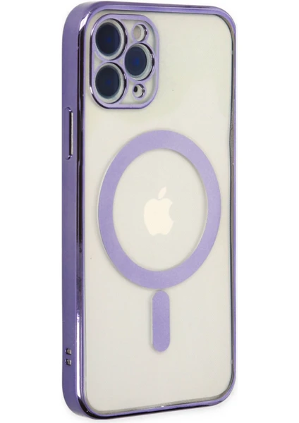 Happycase iPhone 11 Pro Max Kılıf Magneticsafe Lazer Silikon - Mor