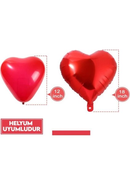 Best Parti Sevgililer Günü Süsleme Paketi Kırmızı Love Kalp Balon Seti