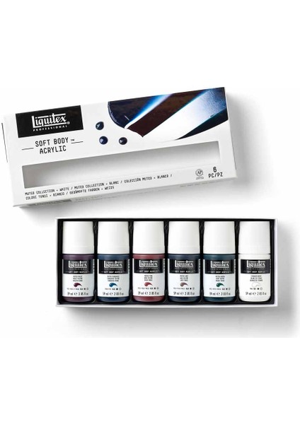 Professional Soft Body Akrilik Boya 6X59ML Set Muted Collection + White