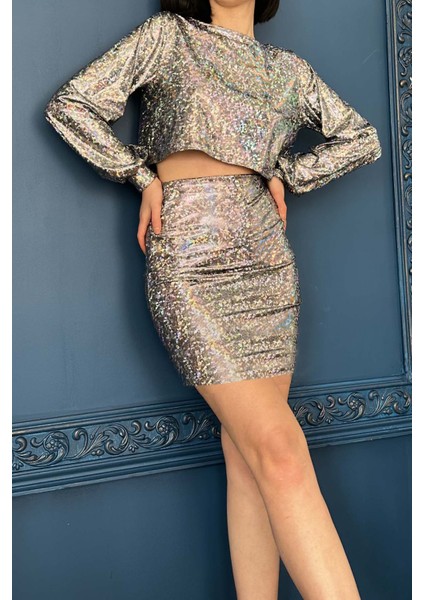 Hologram Balon Kollu Etek Bluz Alt-Üst Takım modelleri