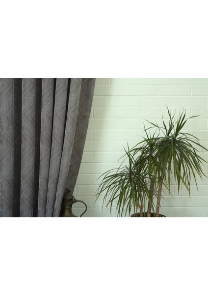 Fon Perde Prizma Desen Antrasit 1-2 Seyrek Pile 90X260