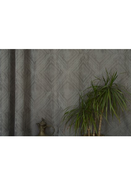 Fon Perde Prizma Desen Antrasit 1-2 Seyrek Pile 100X260