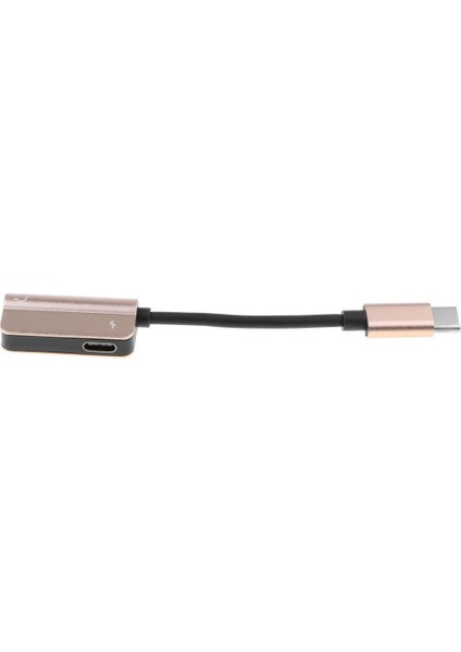 2 Aradan 1 Tip-C Ila 3,5mm Aux Sesli Kulaklık USB C Şarj Cihazı Kablosu Gül Altın