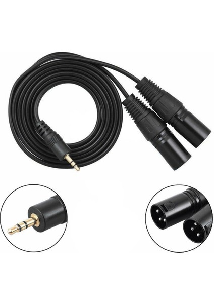 1/8 Inç Trs Erkek Ila Çift Xlr Erkek Ayırıcı Yama Kablosu, Dengesiz Kulaklık Erkek Ila Erkek 1,5 Metreye