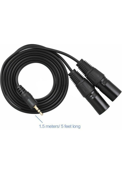 1/8 Inç Trs Erkek Ila Çift Xlr Erkek Ayırıcı Yama Kablosu, Dengesiz Kulaklık Erkek Ila Erkek 1,5 Metreye
