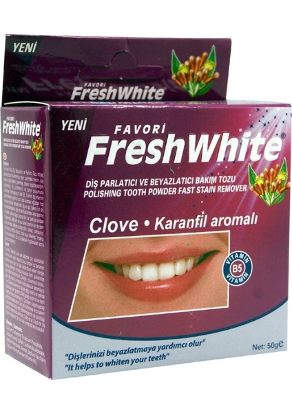 Fresh White Diş Parlatıcı Ve Bakım Tozu Karanfil Aromalı 50G