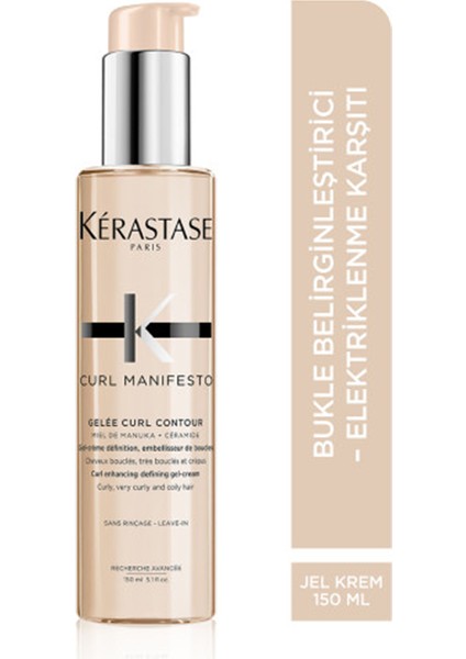 Gelée Curl Contour Kıvırcık Saçlar Için Bukle Belirginleştirici Jel Krem 150ML
