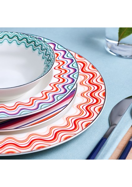 Bailando 24 Parça Çok Renkli Porselen Yemek Takımı 6 Kişilik Desenli Set