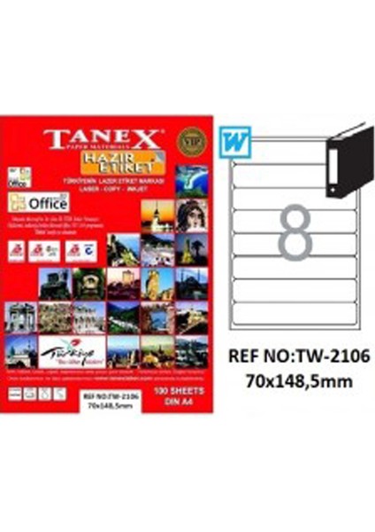 Tanex Etiket 70X148,5 A4 100 Sayfa TW-2106