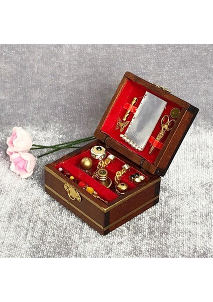 1/12 Mini Ahşap Takı Kutusu Dollhouse Yatak Odası Destek Dekorasyon Oyuncakları Dekor (Yurt Dışından) fiyatları