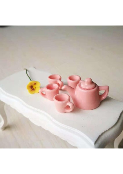 5pcs 1/12 Dollhouse Minyatürler Mobilya Yemek Harakları Porselen Çay Kupası Seti Pembe (Yurt Dışından) fiyatları