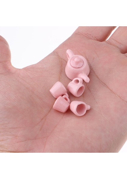 5pcs 1/12 Dollhouse Minyatürler Mobilya Yemek Harakları Porselen Çay Kupası Seti Pembe (Yurt Dışından) indirimleri