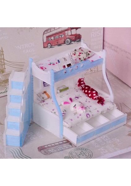 1/12 Dollhouse Minyatür Mobilya Ranzası Çift Ranza Yatak Odası Aksesuarı #3 (Yurt Dışından) fiyatları