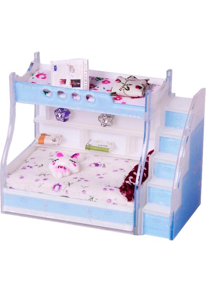 1/12 Dollhouse Minyatür Mobilya Ranzası Çift Ranza Yatak Odası Aksesuarı #3 (Yurt Dışından) fırsatları